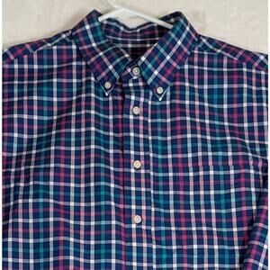 Joseph A Banks shirt Large check Ch 46.5" sl 25"Le32"ExcellentUC Button down